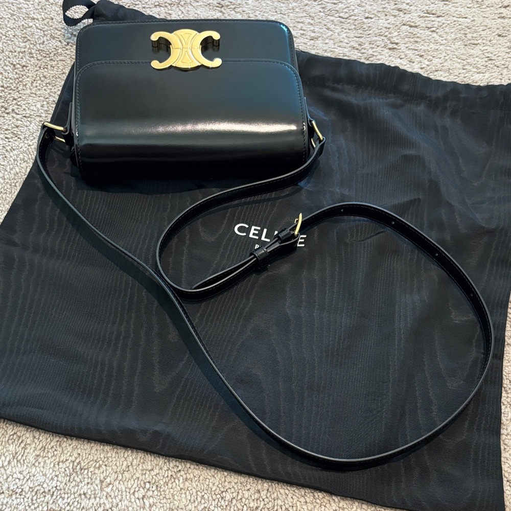 Celine Black Crossbody Bag with Gold Accent - Picture 7 of 10